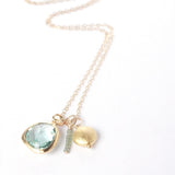 Glass Briolette Cluster Necklace - Gold