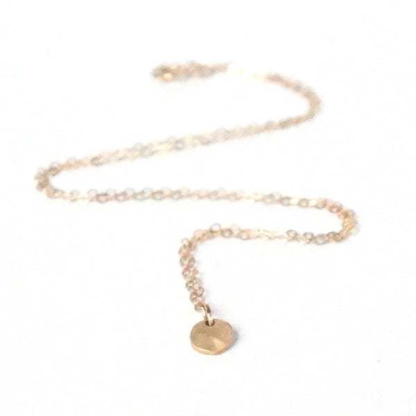Necklace with Single Hammered Round - 16"