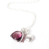 Glass Briolette Cluster Necklace - Silver
