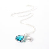 Glass Briolette Cluster Necklace - Silver