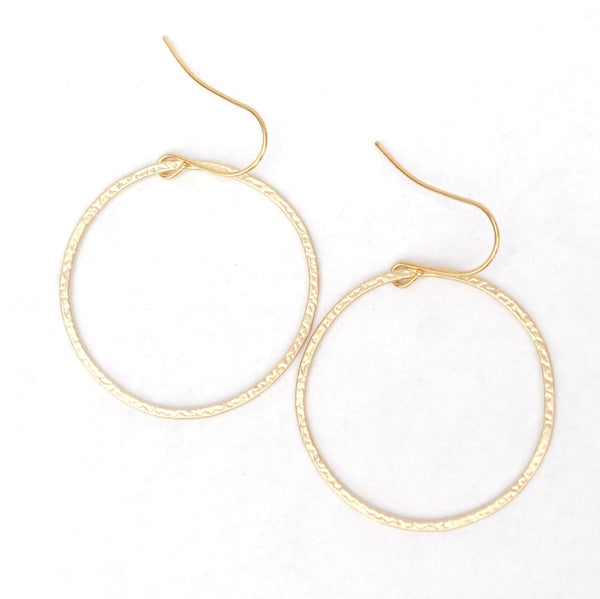 Matte Round Hammered Hoop Earrings