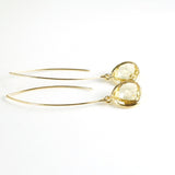 Long Glass Briolette Earrings - Gold