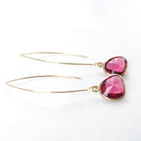 Long Glass Briolette Earrings - Gold