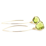 Long Glass Briolette Earrings - Gold