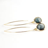 Long Glass Briolette Earrings - Gold