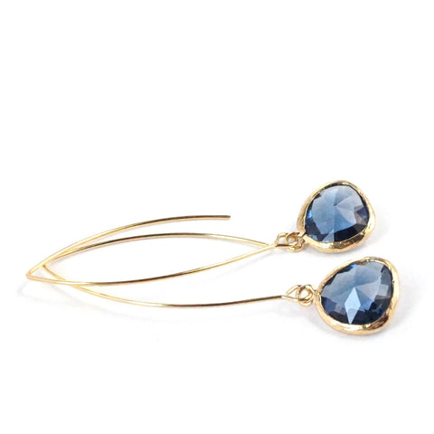 Long Glass Briolette Earrings - Gold