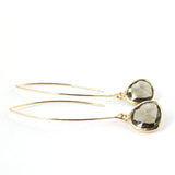 Long Glass Briolette Earrings - Gold