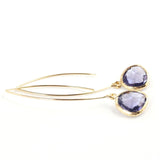 Long Glass Briolette Earrings - Gold