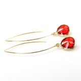 Long Glass Briolette Earrings - Gold