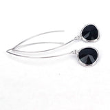 Long Glass Briolette Earrings - Silver