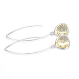 Long Glass Briolette Earrings - Silver