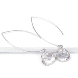 Long Glass Briolette Earrings - Silver
