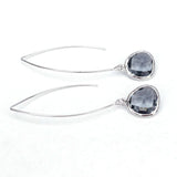 Long Glass Briolette Earrings - Silver