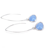 Long Glass Briolette Earrings - Silver