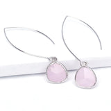 Long Glass Briolette Earrings - Silver