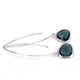 Long Glass Briolette Earrings - Silver