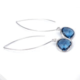 Long Glass Briolette Earrings - Silver