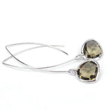 Long Glass Briolette Earrings - Silver
