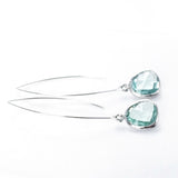 Long Glass Briolette Earrings - Silver