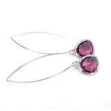 Long Glass Briolette Earrings - Silver