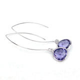 Long Glass Briolette Earrings - Silver