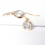 Short Glass Briolette Earrings - Gold