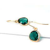 Short Glass Briolette Earrings - Gold