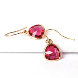 Short Glass Briolette Earrings - Gold