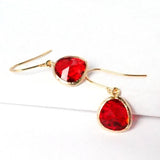 Short Glass Briolette Earrings - Gold