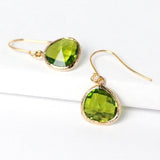 Short Glass Briolette Earrings - Gold