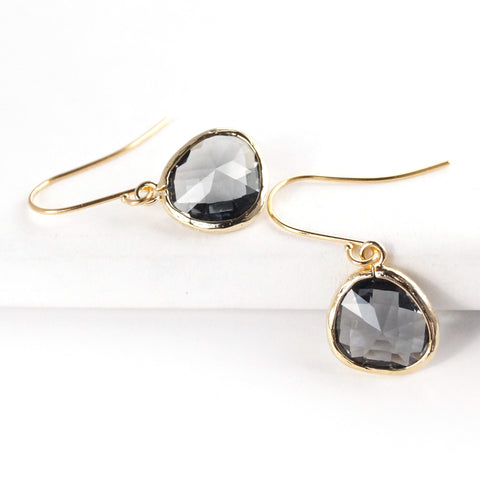 Short Glass Briolette Earrings - Gold