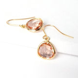 Short Glass Briolette Earrings - Gold