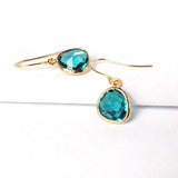 Short Glass Briolette Earrings - Gold