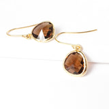 Short Glass Briolette Earrings - Gold