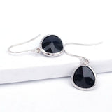 Short Glass Briolette Earrings - Silver