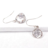 Short Glass Briolette Earrings - Silver
