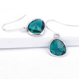 Short Glass Briolette Earrings - Silver