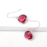Short Glass Briolette Earrings - Silver