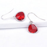 Short Glass Briolette Earrings - Silver