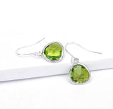 Short Glass Briolette Earrings - Silver