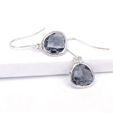 Short Glass Briolette Earrings - Silver