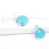 Short Glass Briolette Earrings - Silver