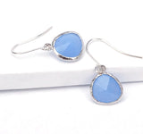 Short Glass Briolette Earrings - Silver