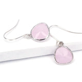 Short Glass Briolette Earrings - Silver