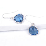 Short Glass Briolette Earrings - Silver
