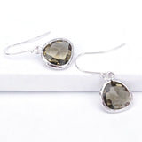 Short Glass Briolette Earrings - Silver
