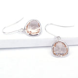 Short Glass Briolette Earrings - Silver