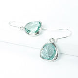 Short Glass Briolette Earrings - Silver