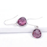 Short Glass Briolette Earrings - Silver