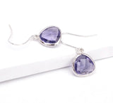 Short Glass Briolette Earrings - Silver